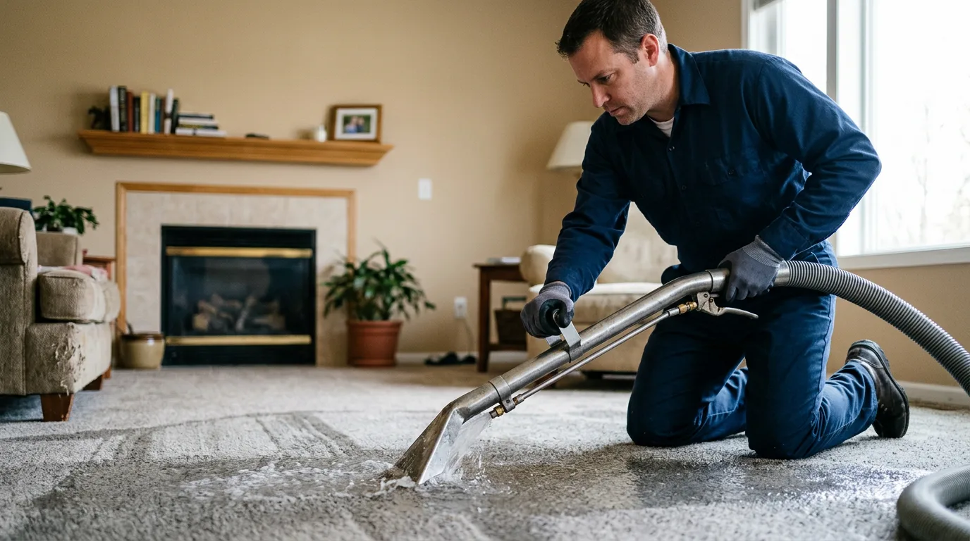 Water damage restoration technician working near Oceana, WV